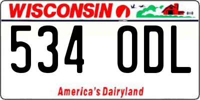 WI license plate 534ODL