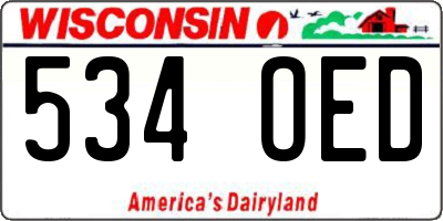 WI license plate 534OED