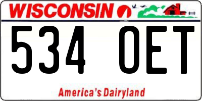 WI license plate 534OET