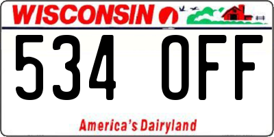 WI license plate 534OFF