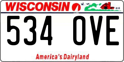 WI license plate 534OVE