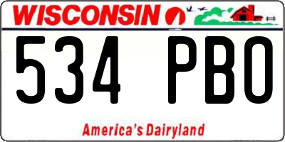 WI license plate 534PBO