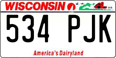 WI license plate 534PJK