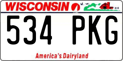 WI license plate 534PKG