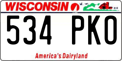 WI license plate 534PKO