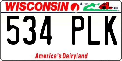 WI license plate 534PLK