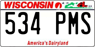 WI license plate 534PMS