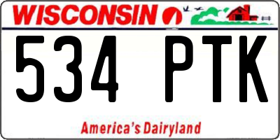WI license plate 534PTK