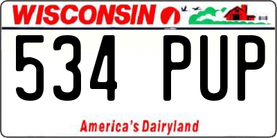 WI license plate 534PUP