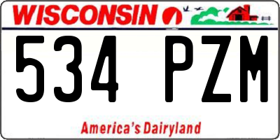 WI license plate 534PZM
