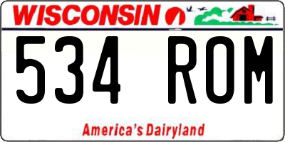 WI license plate 534ROM
