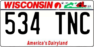 WI license plate 534TNC