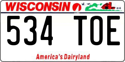 WI license plate 534TOE