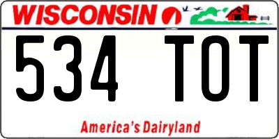 WI license plate 534TOT
