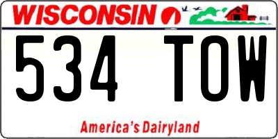 WI license plate 534TOW