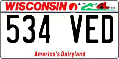 WI license plate 534VED