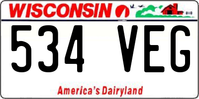 WI license plate 534VEG