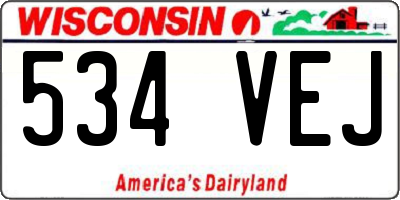 WI license plate 534VEJ