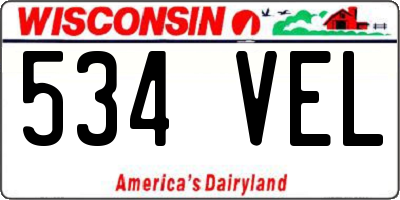 WI license plate 534VEL