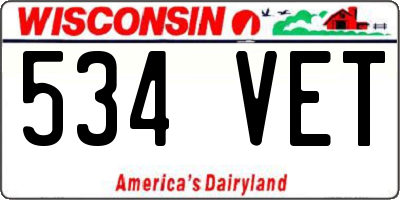 WI license plate 534VET