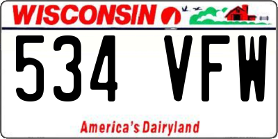 WI license plate 534VFW