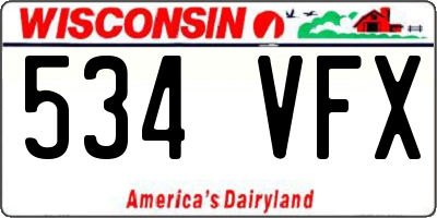 WI license plate 534VFX