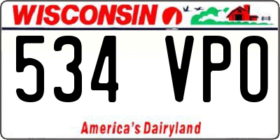 WI license plate 534VPO