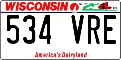 WI license plate 534VRE