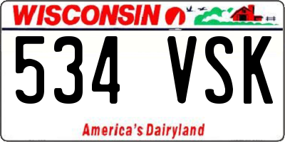 WI license plate 534VSK