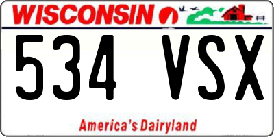WI license plate 534VSX