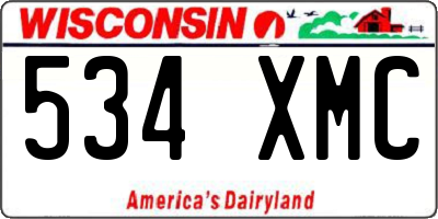 WI license plate 534XMC