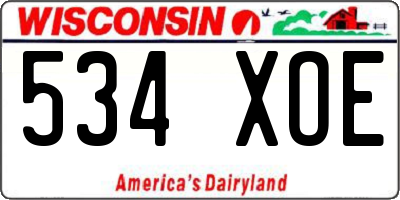 WI license plate 534XOE