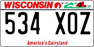 WI license plate 534XOZ