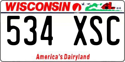 WI license plate 534XSC