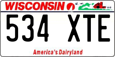 WI license plate 534XTE