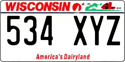 WI license plate 534XYZ