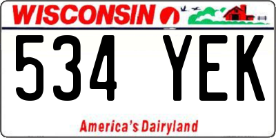 WI license plate 534YEK