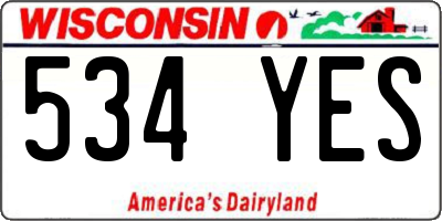 WI license plate 534YES