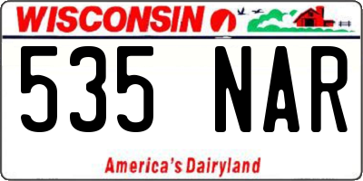 WI license plate 535NAR