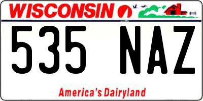 WI license plate 535NAZ