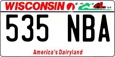 WI license plate 535NBA