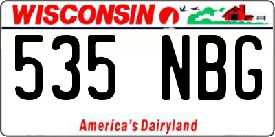 WI license plate 535NBG