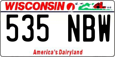 WI license plate 535NBW