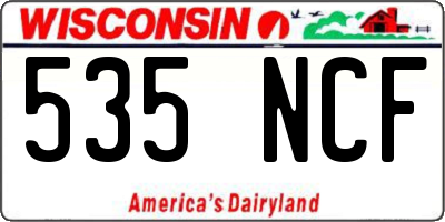 WI license plate 535NCF