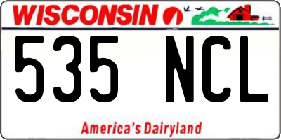 WI license plate 535NCL