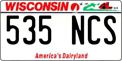 WI license plate 535NCS