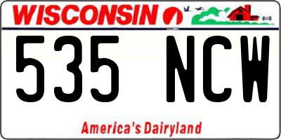 WI license plate 535NCW