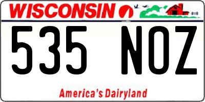 WI license plate 535NOZ