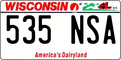 WI license plate 535NSA