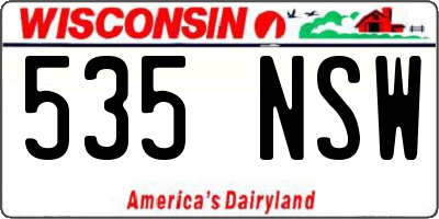 WI license plate 535NSW